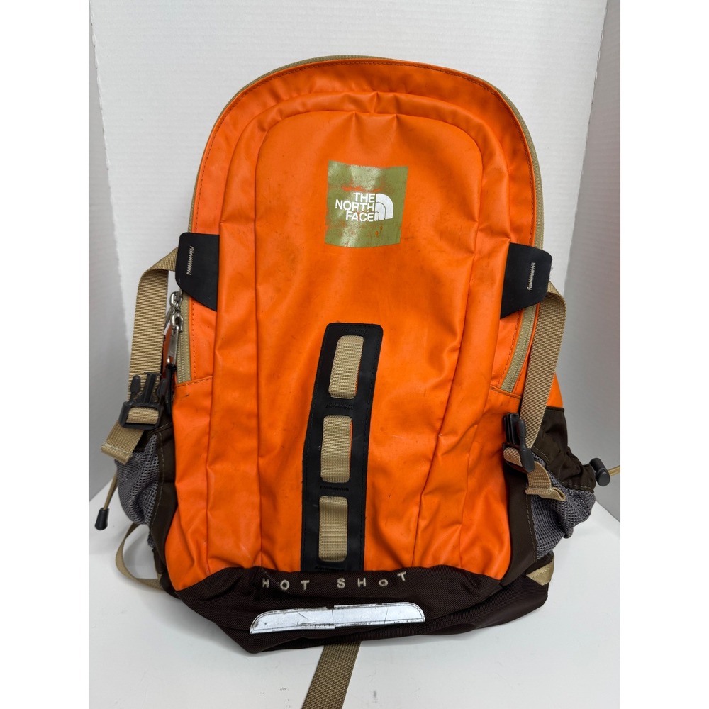 The North Face Hot Shot Backpack Orange Brown Hiking School Travel Bag